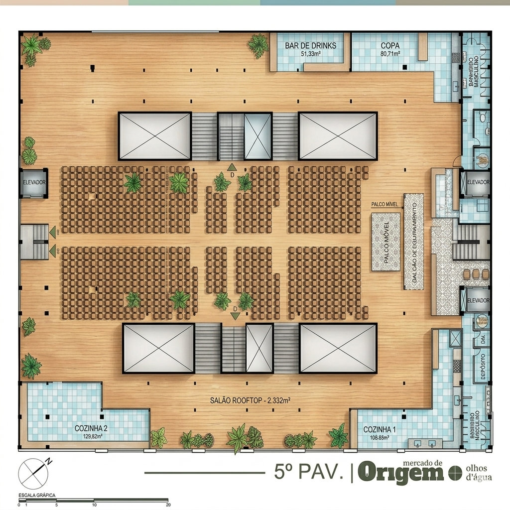 Planta técnica 5º Pavimento, Configuração Auditório
